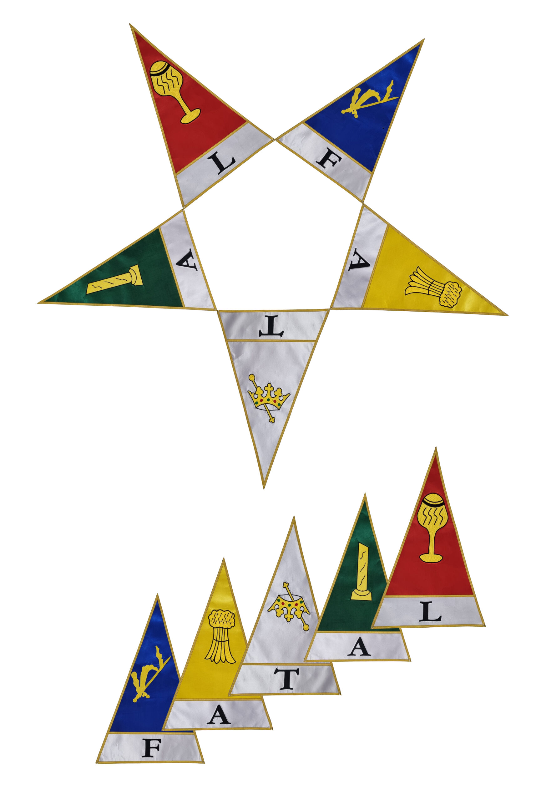5 triangle Embroidered Flags/Banners Order of Eastern Star OES